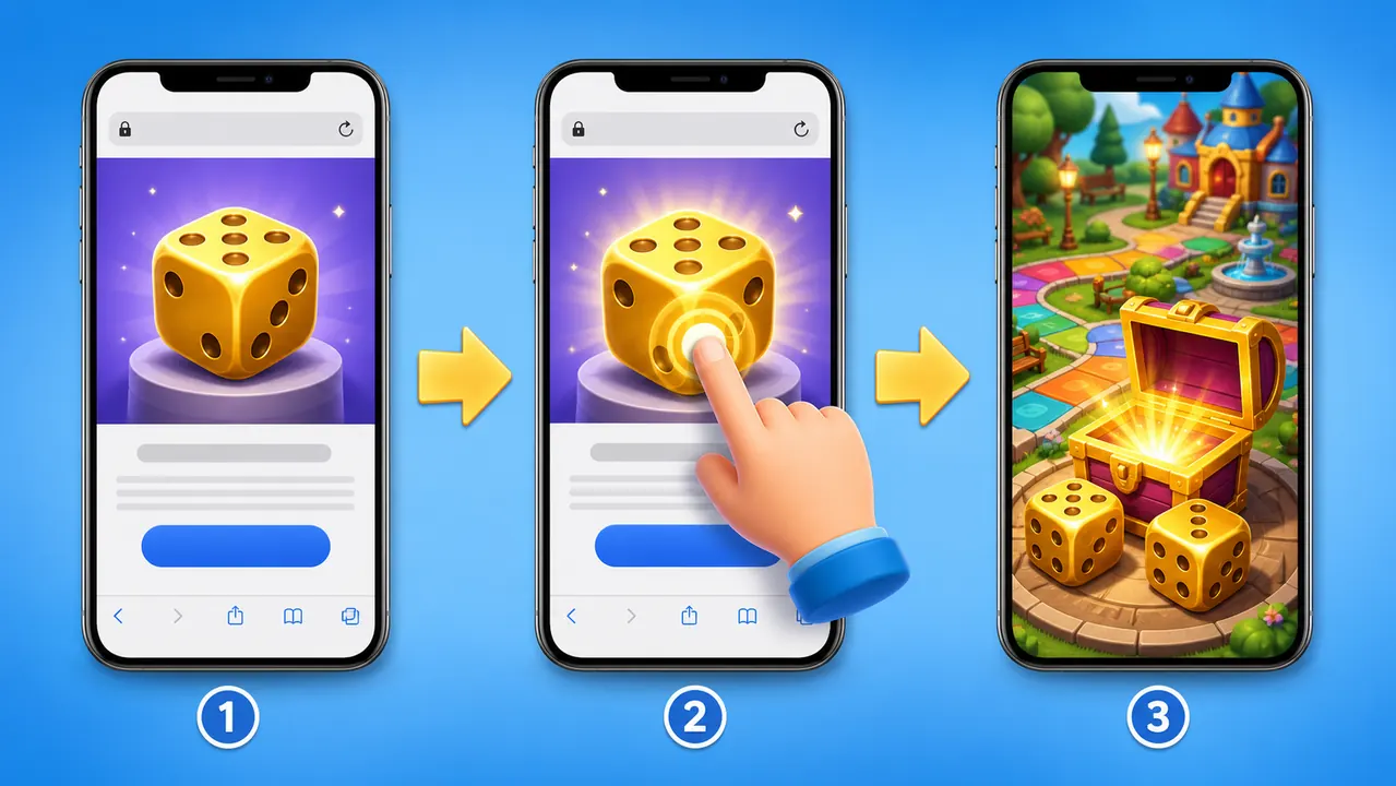 Ouvrir GoDices sur mobile, lancer le dé doré et récupérer la récompense Ouvrir GoDices sur mobile, lancer le dé doré et récupérer la récompense